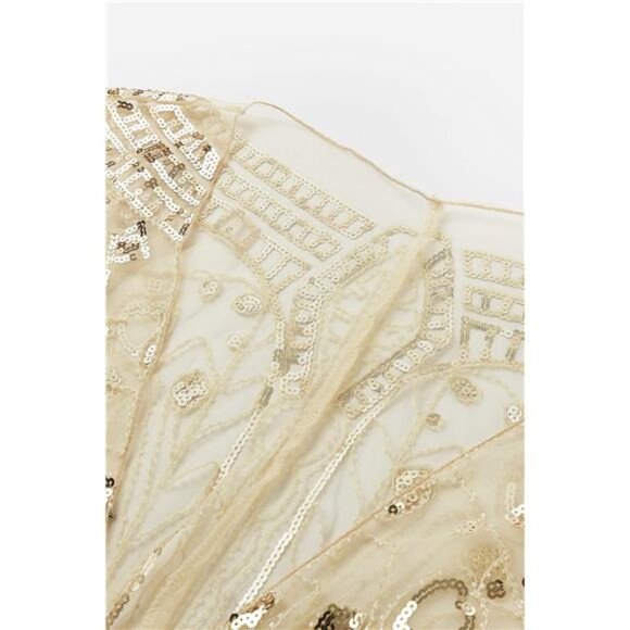 1920s Sequin Beaded Shawl Wraps Fringed Evening Cape Scarf for Wedding - Picture 5 of 7